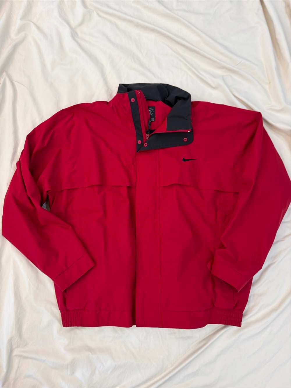 Vintage Nike Golf Mens XL Red Full Zip Snap Closure Vented Bomber Jacket Lined